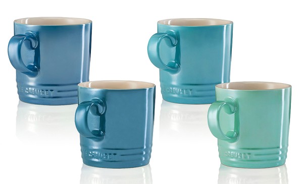 Le Creuset Tasse Becher 4er-Set Metallics Blau-Grün Steinzeug 350ml