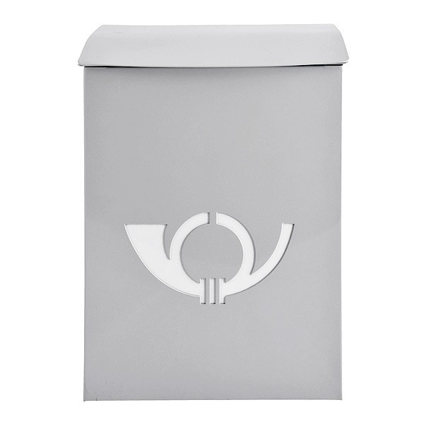 Briefkasten Postkasten Posthorn abschließbar Metall Grau 45x32cm