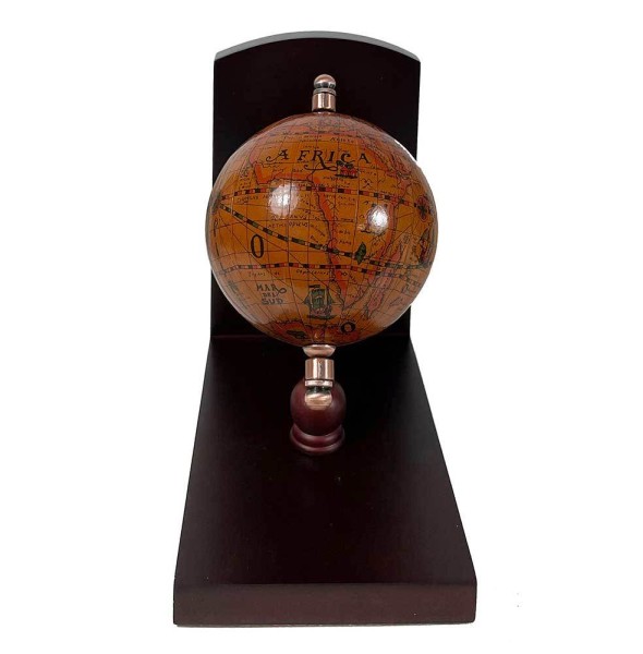 Buchstützen Globus Buchständer Weltkugel Atlas Braun 2-teilig Antik-Stil