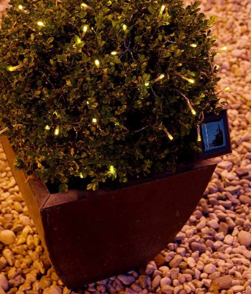 Solar Lichterkette Schwarz LED warmweiß 8 Modi Außenbereich Gartenbeleuchtung