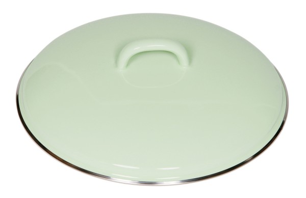 Riess Deckel Emaille Pastell Nilgrün Grün mit Chromrand 22cm