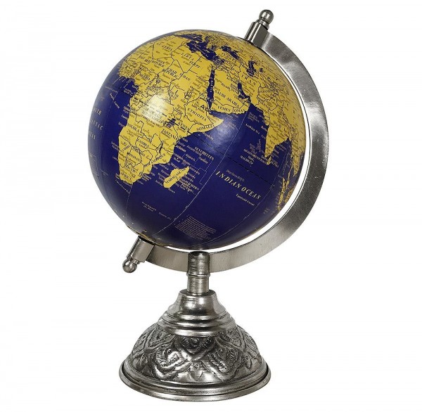 Globus Blau Weltkugel mit Metallständer Standglobus Erde Atlas Ø 13cm