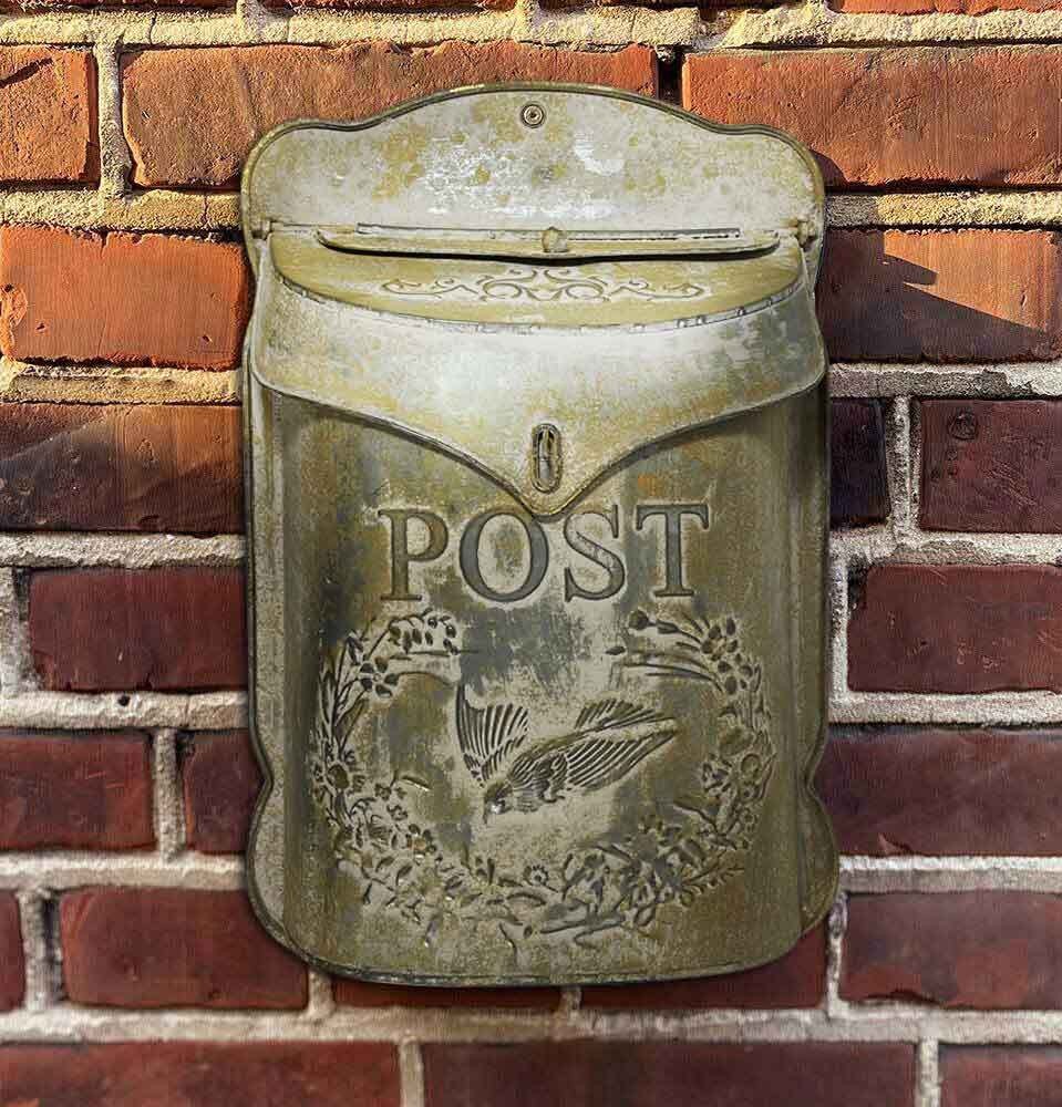 Briefkasten POST Zink Postkasten mit Brieftaube Vintage Landhausstil