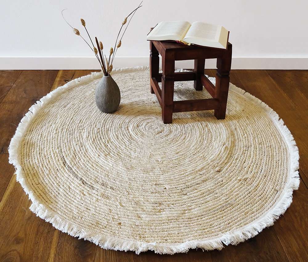 Jute Teppich Rund Boho Naturfaser Orient Maisstroh Geflochten Natur