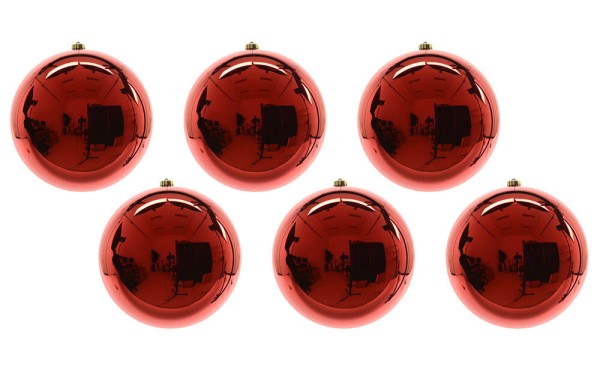 Große Christbaumkugeln Rot glanz 6 Stück Weihnachtsbaumkugeln 14cm