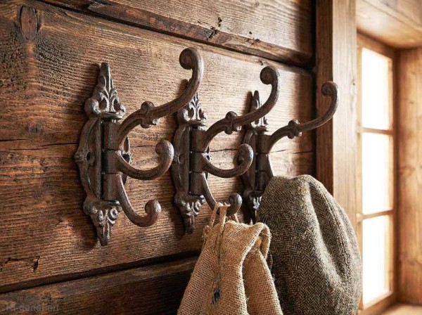 Wandgarderobe Nostalgie schwenkbar Garderobenhaken Gusseisen Braun 13cm