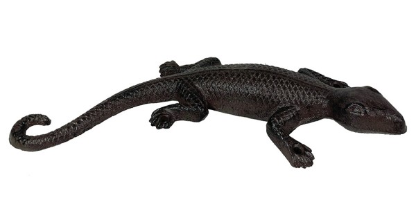 Gecko Wanddeko Eidechse Dekofigur Gusseisen Antik-Stil Braun