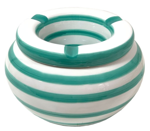 Sturmaschenbecher XL Keramik 14 cm Windaschenbecher für draußen Gestreift