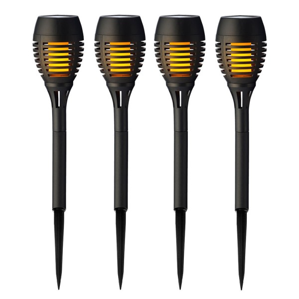 Solarleuchten Gartenfackel 4er Set Schwarz Flammeneffekt Solar Fackel Außen 27cm