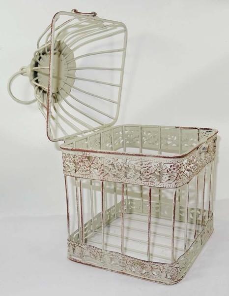 Deko Vogelkäfig Dekokäfig 2er-Set Vintage Nostalgie Antik-Stil Weiß