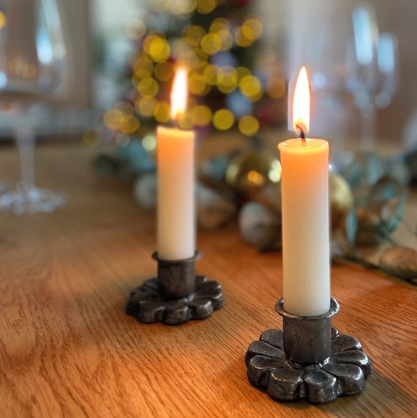 Kerzenständer Vintage Silber Gusseisen Kerzenhalter Antik-Stil Ø 6cm