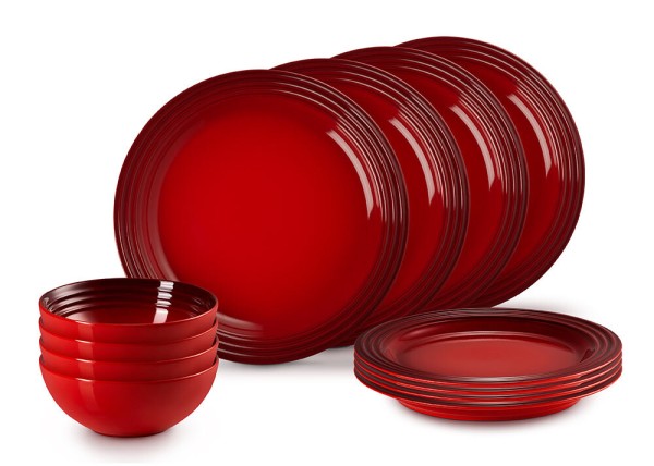 Le Creuset 12-teiliges Geschirrset Steinzeug Kirschrot