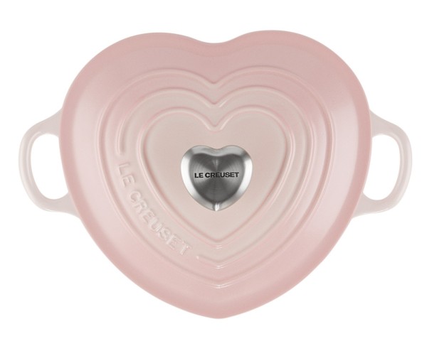 Le Creuset Herzbräter mit Herzknopf Gusseisen Shell Pink