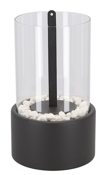 Esschert Design Tischkamin Bio-Ethanol Tischfeuer Rund Anthrazit 27 cm