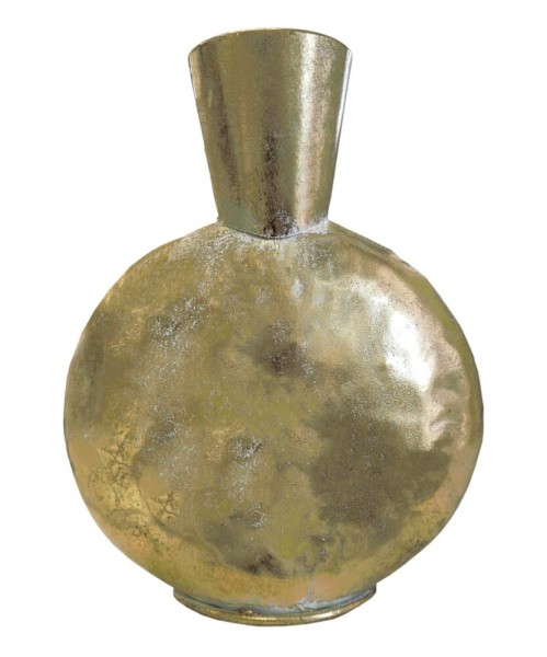 Metall Vase Antik-Gold Blumenvase für Deko Trockenblumen Pampasgras Vintage 27cm