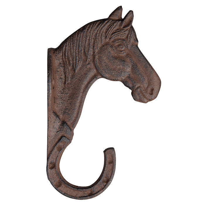 Wandgarderobe Garderobenhaken Pferd Gusseisen Antik-Braun 20cm