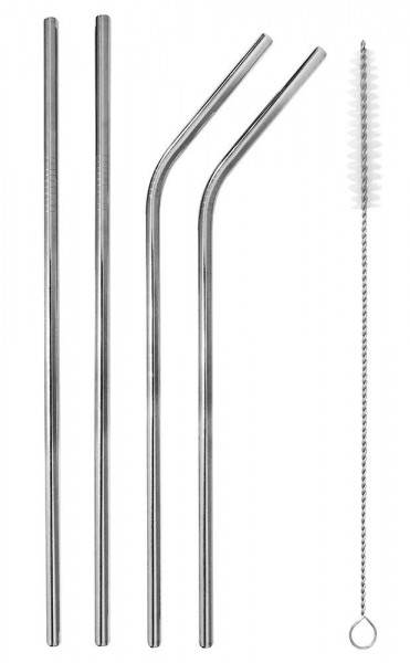 Trinkhalme Edelstahl 4 Stück Strohhalme Wiederverwendbar + Reinigungsbürste