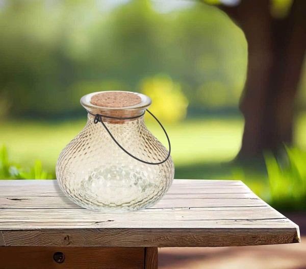 Wespenfalle Glas Gelb zum Aufhängen Landhaus Insektenfalle Vintage-Stil 13cm