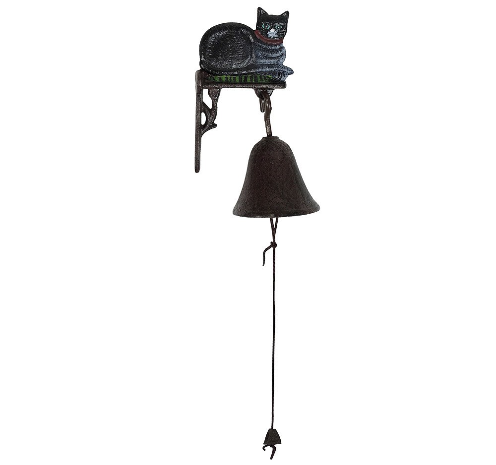 Türglocke Schwarze Katze Glocke Gusseisen Rustikal Antik-Stil Braun