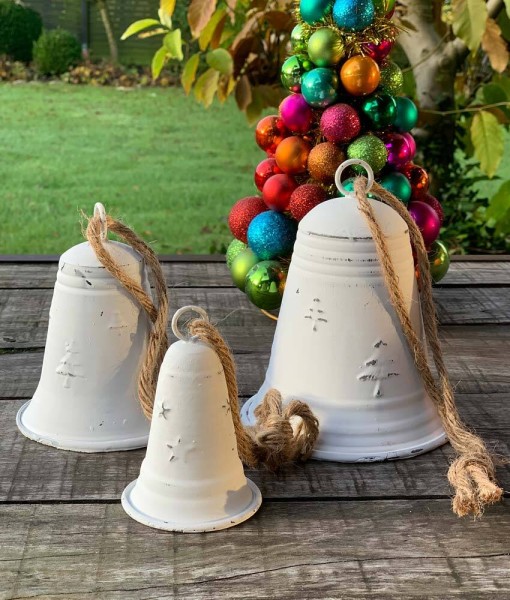 Glocken-Set Zink Weiß Weihnachtsglocke 3 Stück Nikolaus Weihnachtsdeko