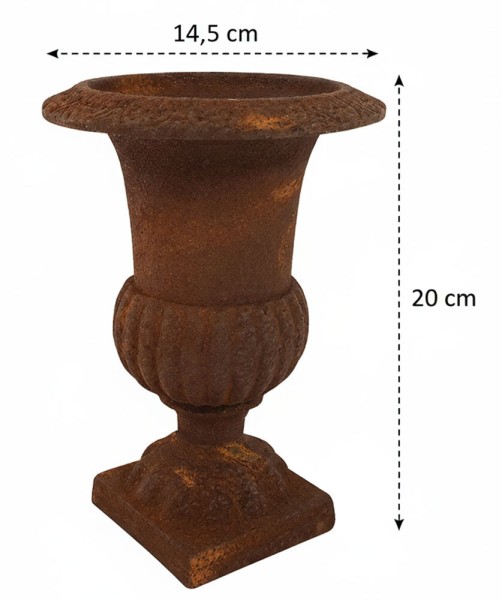 Französische Louvre Vase Amphore Gusseisen Schwer Antik-Stil Edel- Rostig 20 cm
