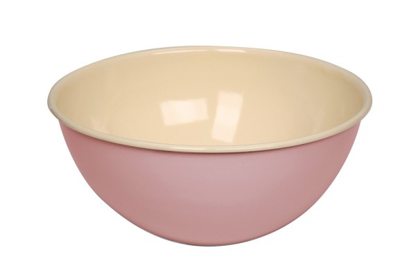 Riess Obst und Salatschüssel Emaille Pastell Rosa 26cm