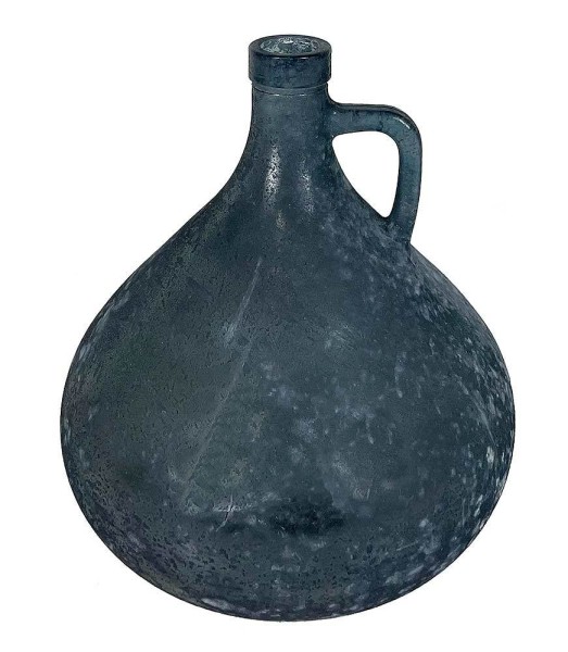 Vase Glas Grau Satiniert mit Henkel Bauchig Blumenvase Tischvase Dekovase 18cm