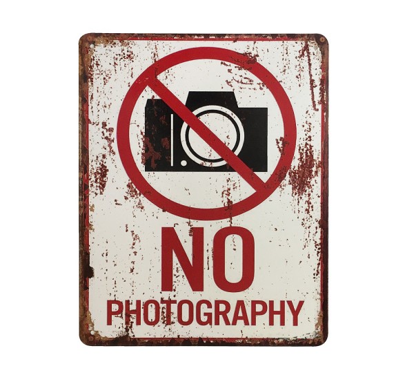 Blechschild NO PHOTOGRAPHY Retro Dekoschild Fotografieren verboten 25 x 20 cm
