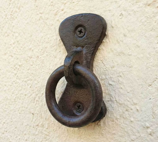 Anbindering Mauerring Befestigungsring Wandring Gusseisen Antik-Stil Braun