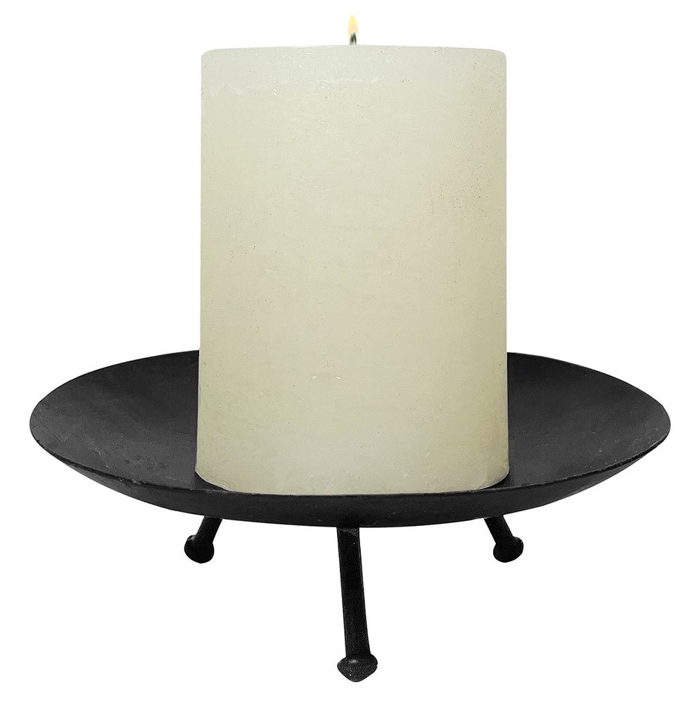 Kerzenhalter für große Kerzen Kerzenteller Eisen Schwarz Antik-Stil Vintage 19cm