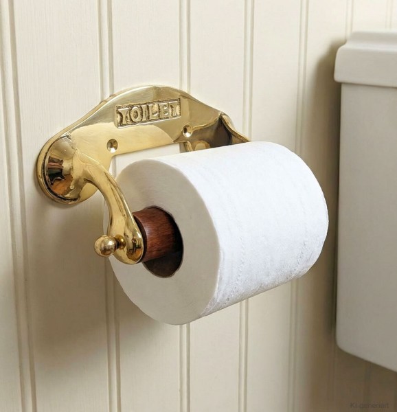 Toilettenpapierhalter Messing Maritim Nostalgie Schiff Holz Antik-Stil