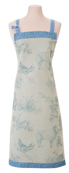 Le Jacquard Français Schürze Joséphine Myosotis Blau 90x96 Baumwolle