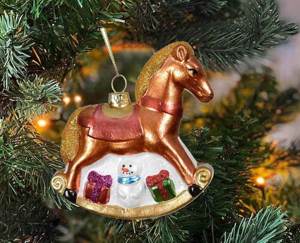 Nostalgie Christbaumschmuck Schaukelpferd Weihnachtsbaum Anhänger Bruchfest günstig online kaufen