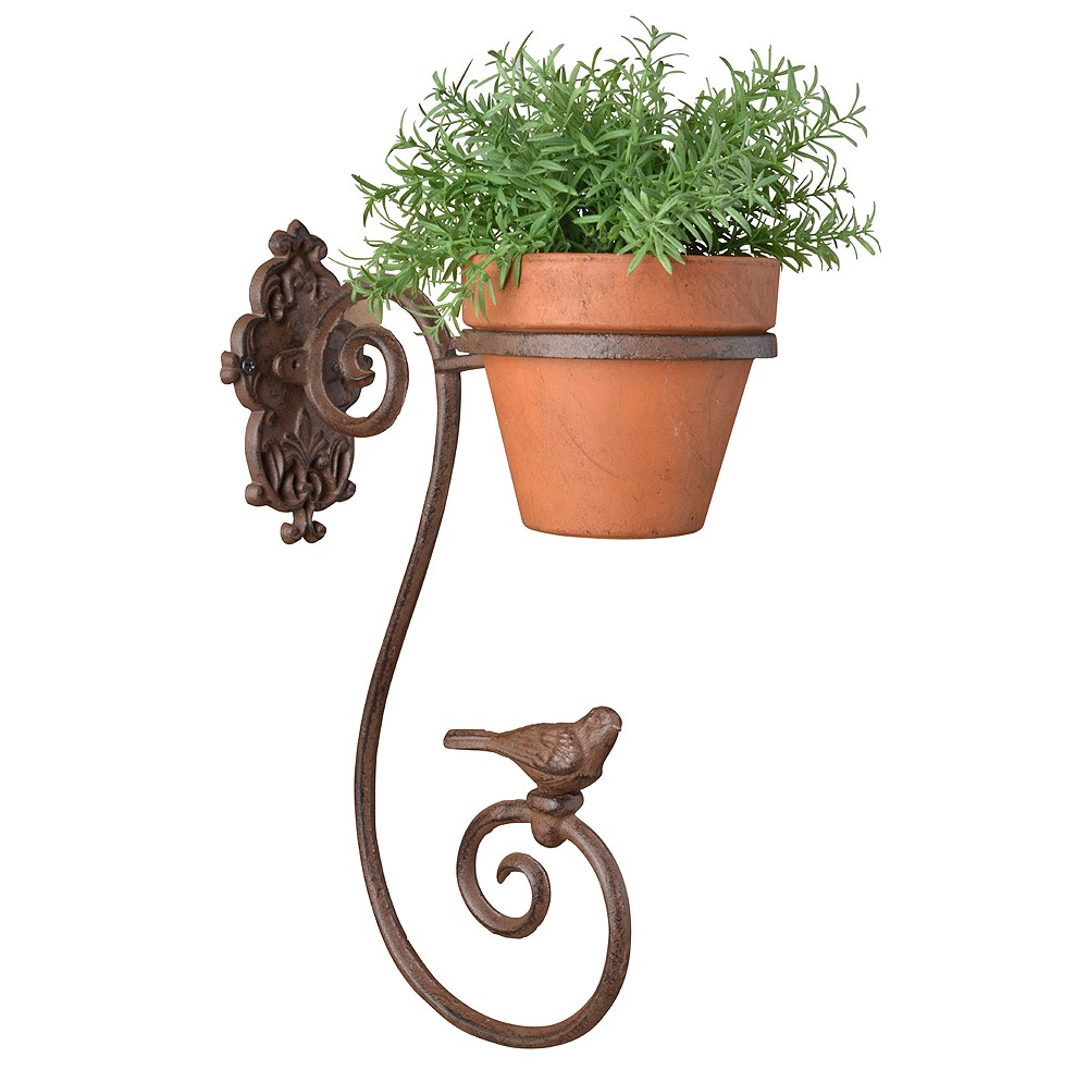 Blumentopfhalter Vogel Tofphänger Rustikal Gusseisen Antik-Braun 39cm Blumentopfhalter Vogel Tofphänger Rustikal Gusseisen Antik-Braun 39cm