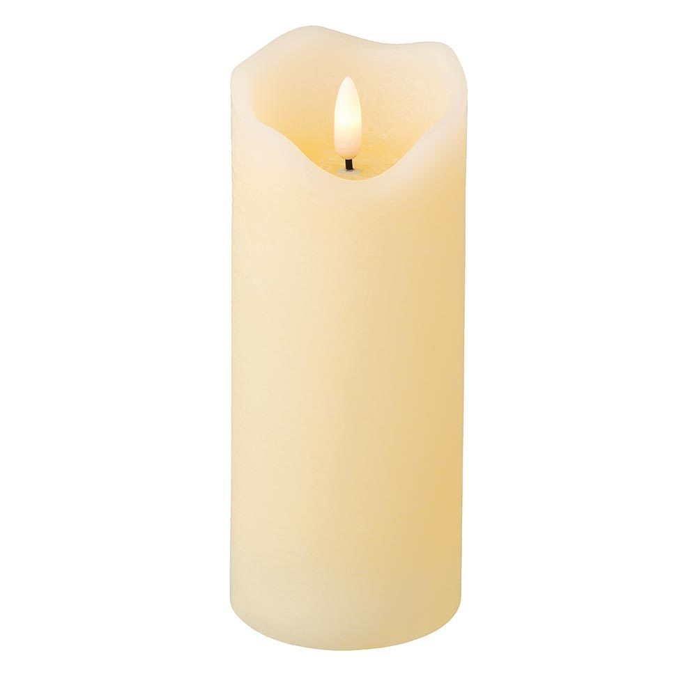 LED Kerze Stumpenkerze Echtwachs Elfenbein Weiß flackernd mit Timer 17cm