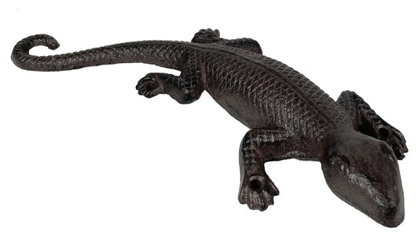 Gecko Wanddeko Eidechse Dekofigur Gusseisen Antik-Stil Braun