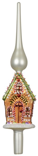 Weihnachtsbaumspitze Buntes Lebkuchenhaus Streusel Glas Christbaumspitze 31cm