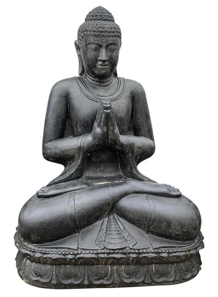 Buddha Figur XXL 125 cm Groß Guss-Stein Frostsicher Sitzend Gruß Garten Statue
