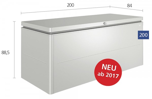 Biohort Loungebox 200 Aufbewahrungsbox 200x84x88,5cm Silber-Metallic