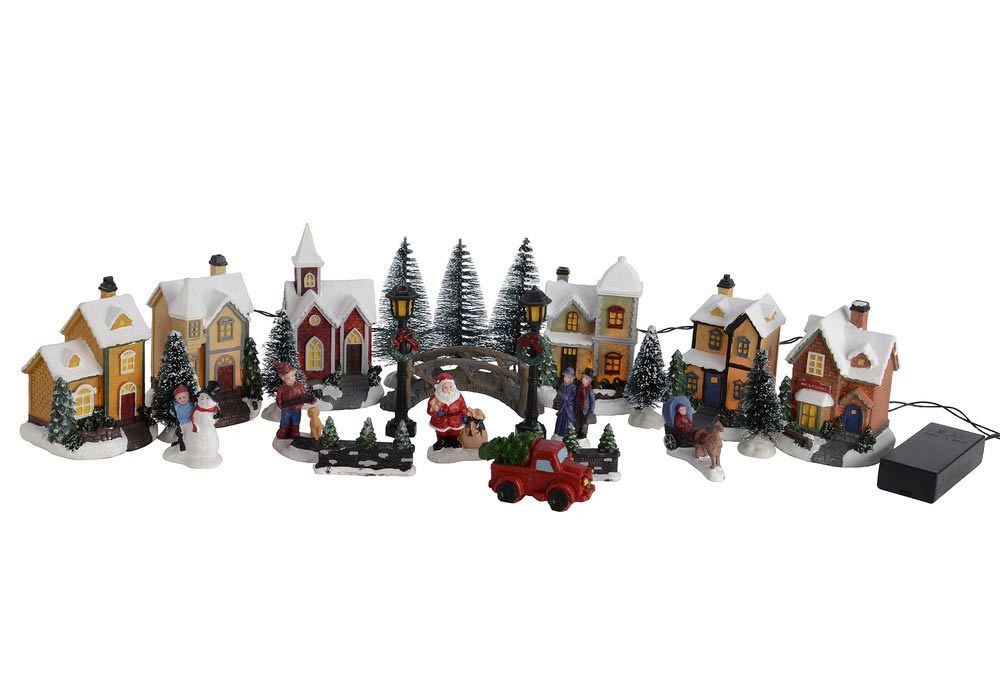 Weihnachtsstadt WINTER VILLAGE mit LED-Beleuchtung 25 teilig Weihnachtsdorf