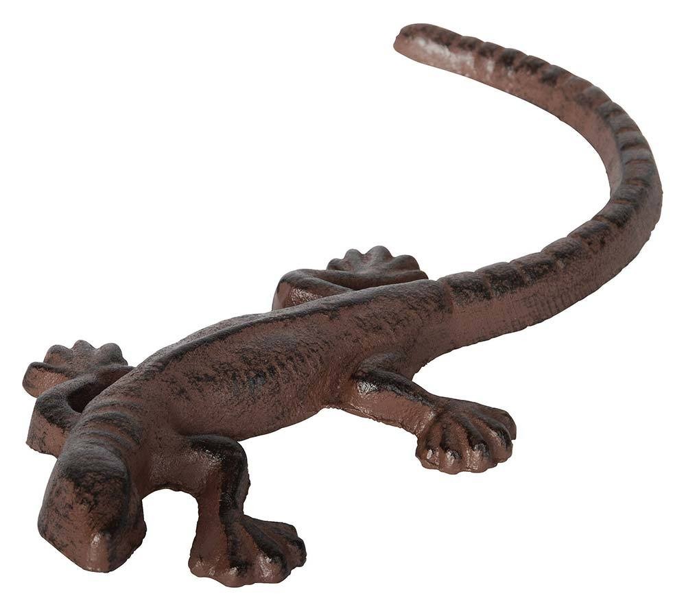 Dekofigur Eidechse Echse Gecko Gusseisen Braun Antik-Stil 24cm