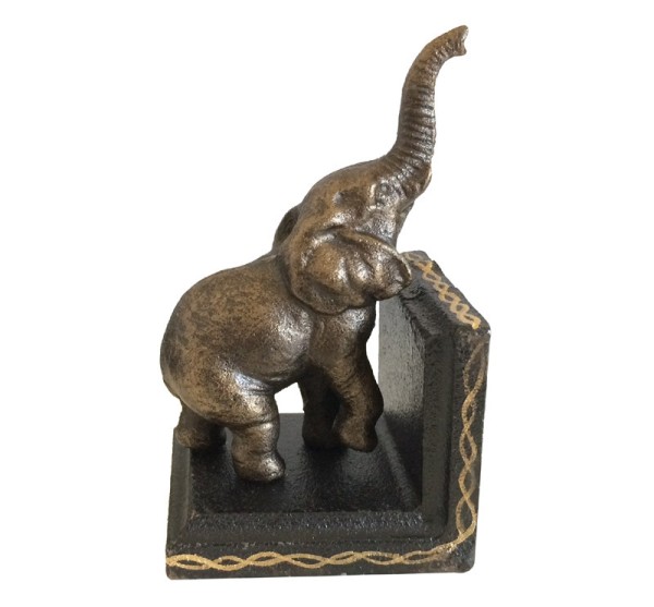 Buchstütze Elefant 2 Stück Buchständer Gusseisen Kolonialstil Antik-Stil