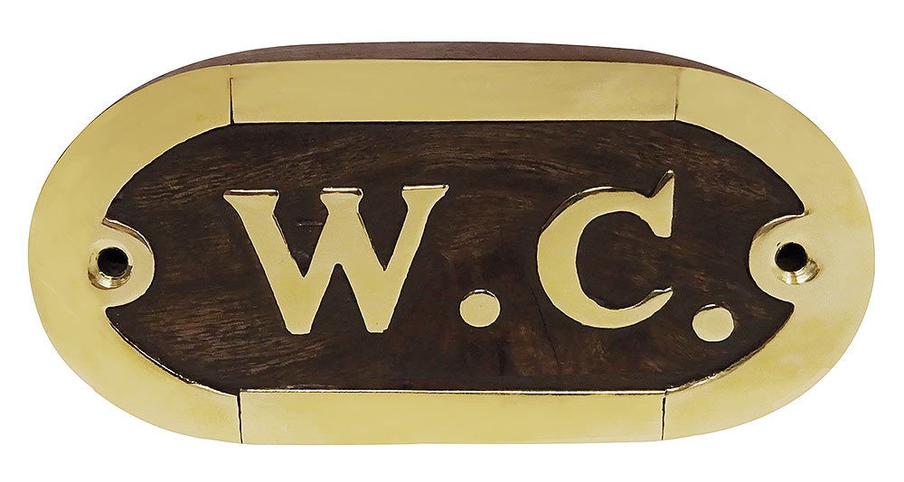 Türschild WC Holz Messing WC-Schild Toilettenschild Maritim 10cm