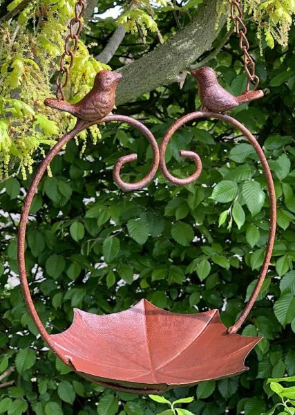 Vogeltränke Hängend Vogelbad zum Aufhängen Vogelfutterschale Landhausstil Braun