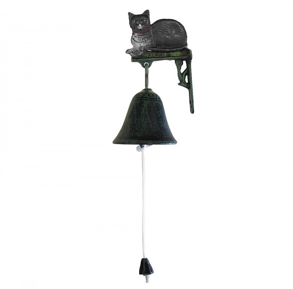 Türglocke Schwarze Katze Glocke Gusseisen Rustikal Antik-Stil Grün