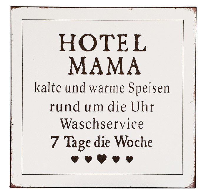 Blechschild HOTEL MAMA Vintage Retro Spruch Küche Nostalgie 30x30cm