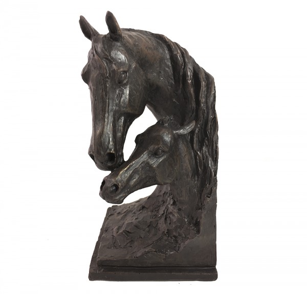 Buchstütze Pferd mit Fohlen 2 Stück Buchständer Kunstguss Antik-Stil