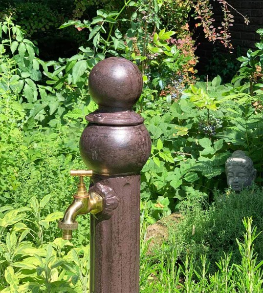 Wasserzapfsäule Wasserzapfstelle für Garten Standbrunnen Antik-Stil Braun 85cm