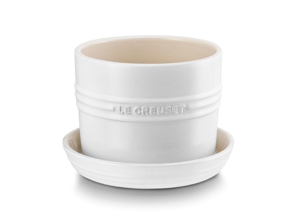 Le Creuset Pflanzenübertopf mit Untersetzer Steinzeug Creme Le Creuset Pflanzenübertopf mit Untersetzer Steinzeug Creme