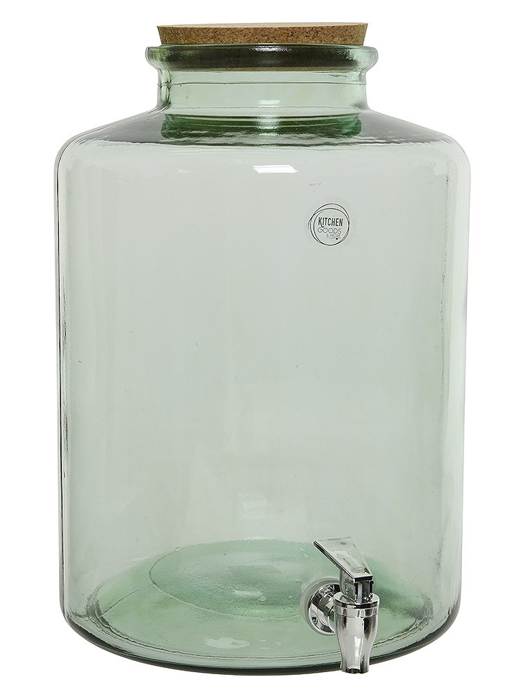Getränkespender Glas mit Zapfhahn 12 Liter Wasserspender Kork Deckel Saftspender